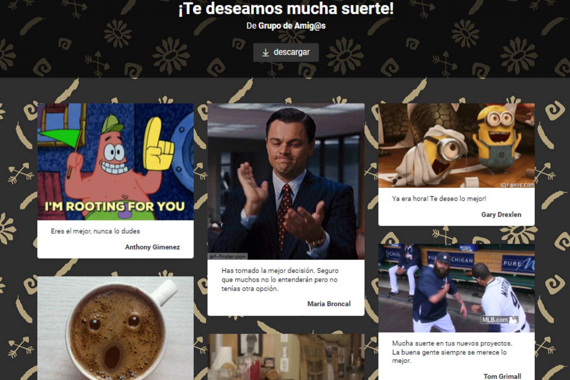 Las tarjetas de felicitación de cumpleaños grupales digitales son idóneas para regalar