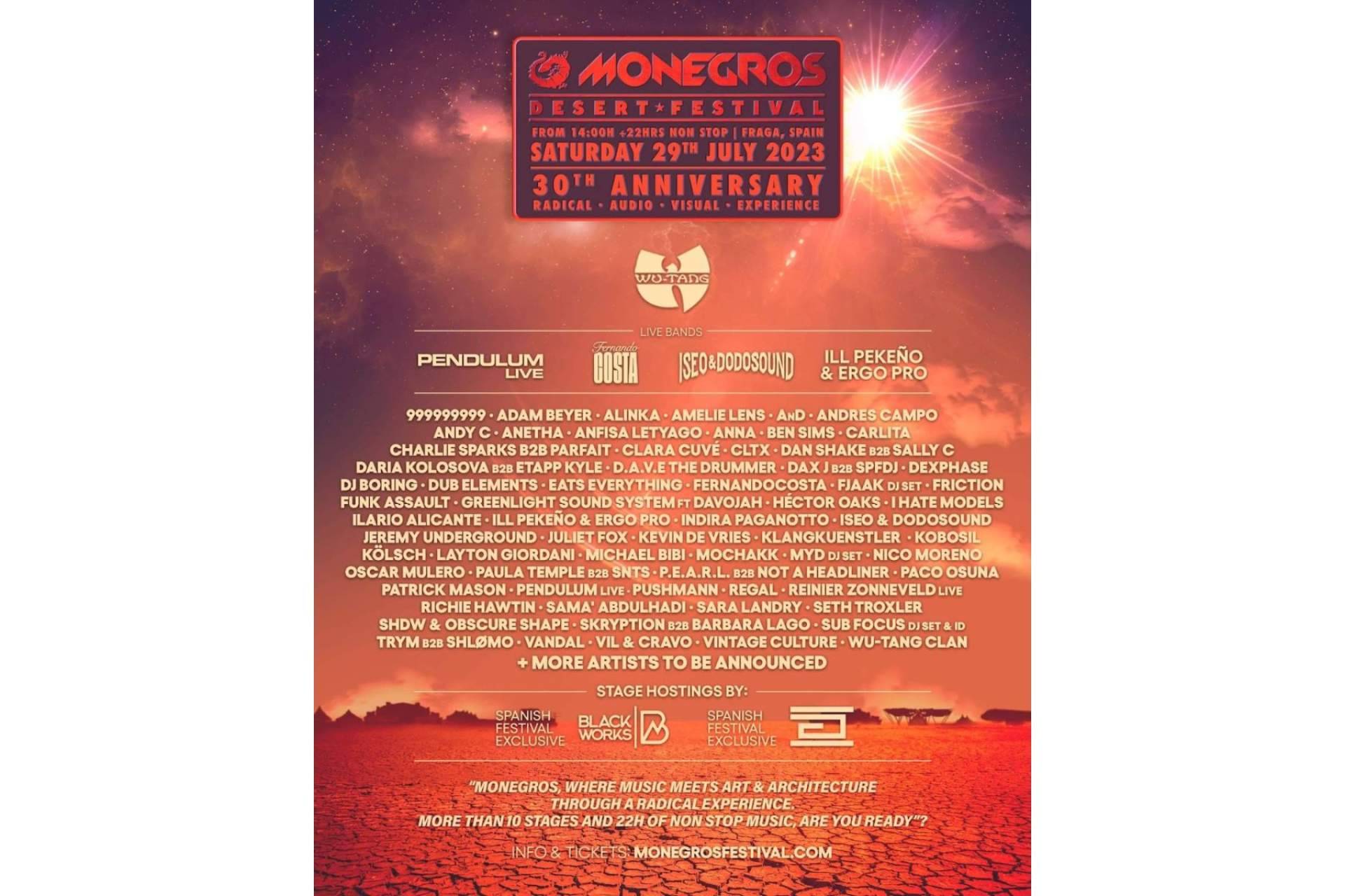 Monegros Desert Festival destapa el 70 % del line up de su 30 aniversario y afirma que será el año más creativo de su historia