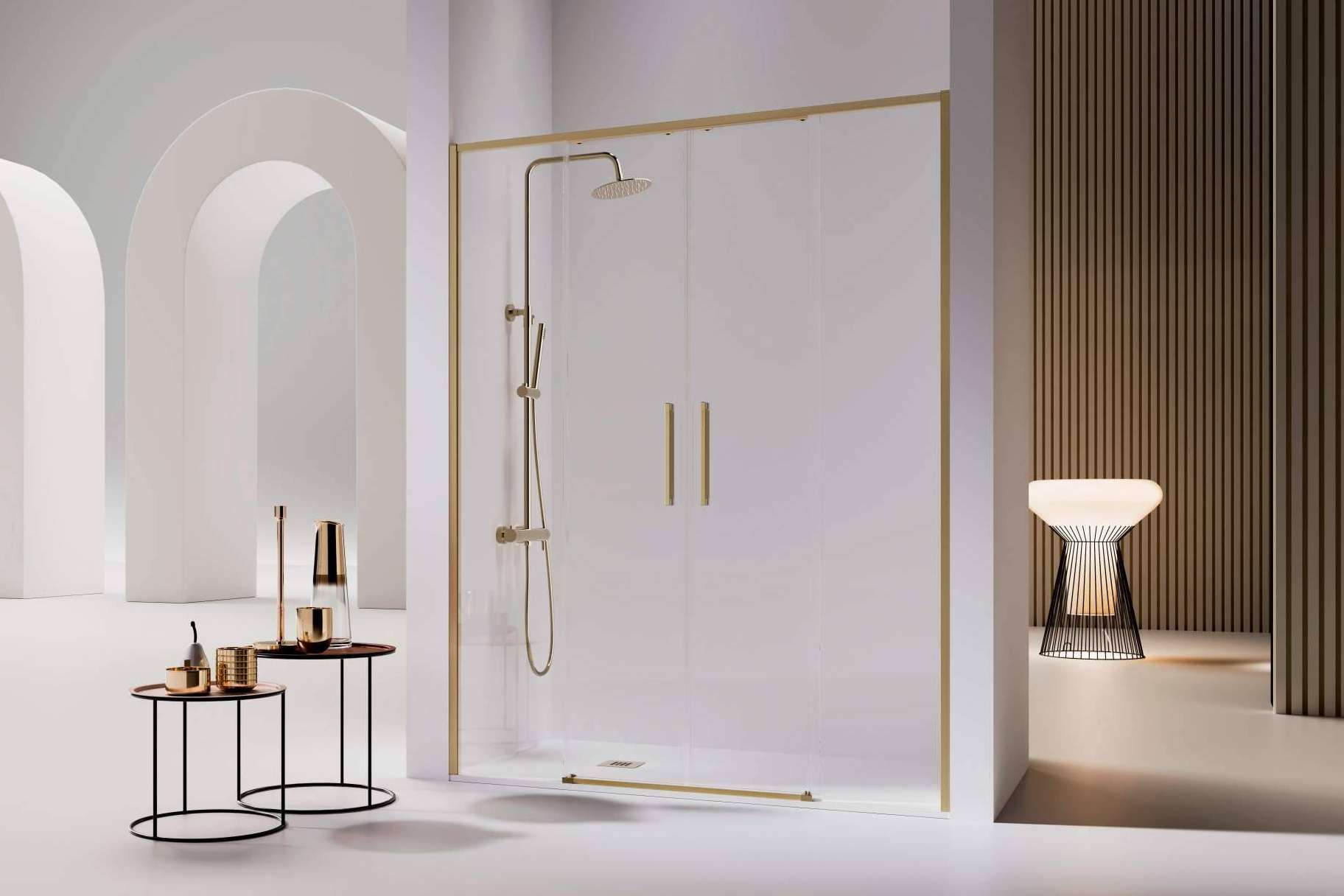 Mamparas Blau ofrece mamparas de baño con perfil negro y de oro cepillado